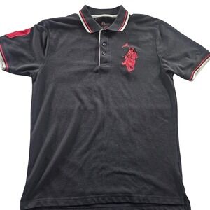 Franky Max Polo Shirt Mens XL Black Red Trim Embroidered Rider Logo 99 Sleeve